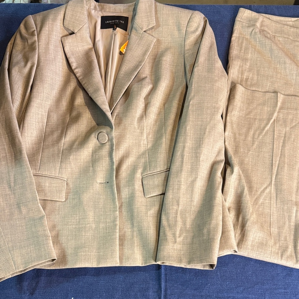 Lafayette 148 New York Designer Beige Blazer and Pants Set